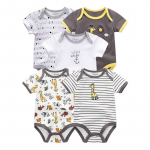 5 tk/partii vasts&uuml;ndinute bodyd L&uuml;hikeste varrukatega beebiriided O-kaelusega beebikombed 12M