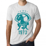 Meeste Vintage T-s&auml;rk Graafiline T-s&auml;rk Pesapalli aastast 1973 Vintage valge XS anti-flash valge v&auml;rv