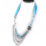 NOA [G0565] - Sautoir Cr&eacute;ateur 'Insouciance' turquoise argent&eacute; t&uuml;rkiissinine