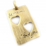 Altesse [G2343] - kullatud ripats 'Je t'Aime' harjatud kuld - 15x24 mm kuld