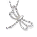 Les Tr&eacute;sors De Lily [K6686] - h&otilde;bedane ripats  Dragonfly  h&otilde;bevalge (roodiumiga kaetud) - 18x25 mm valge