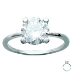 Solitaire Argent 'Unique' blanc &Oslash; 8 mm (rhodi&eacute;) 52 h&otilde;be