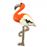 Les Tr&eacute;sors De Lily [P8470] - Broche Cr&eacute;ateur 'Flamant Rose' orange dor&eacute; - 55x30 mm oranž