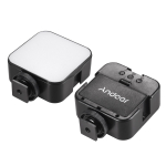 Mini LED-videovalgusti fotograafia t&auml;itelamp 6500K h&auml;mardatav 5W k&uuml;lmakinnitusadapteriga must