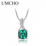 UMCHO loodud Emerald Gemstone ripatsid naistele Ehtne Solitaire ripats Kaelakee Brand Ehted Uus with chain smaragdroheline
