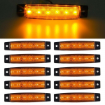 6LED pika ribaga k&uuml;lgvalgusti 12v24v haagise veoauto k&uuml;lgvalgusti kollane 10 tk 10pcs kollane