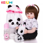 KEIUMI 18-tolline vasts&uuml;ndinu Menina Reborn Baby Doll Armas Panda Multikas Beb&ecirc; Lastep&auml;evakingitused 3 tk juukseklambriga 18 inch