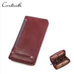 Kontakti 2021. aasta naiste rahakotid ehtsast nahast kaardihoidja naiste rahakott T&otilde;mblukuga kott Moodne sidurikott Rfid Carteras punane