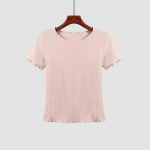 Ruffles Suvine T-s&auml;rk Naiste puuvillane vabaaja massiivne l&uuml;hikeste varrukatega T-s&auml;rk S aprikoosi