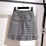 Suures suuruses naiste kevadine A-kujuline ruuduline seelik, elastne v&ouml;&ouml;koht, n&ouml;&ouml;pn&ouml;&ouml;biga naiste Slim Fit l&uuml;hike elegantne seelik 4XL