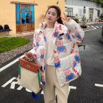 Naiste talvine puuvillane naiste Korea lahtine paks kapuutsiga parka L