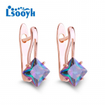LSOOYH Clip K&otilde;rvar&otilde;ngad Roosa kullav&auml;rvi Moodne k&otilde;rvar&otilde;ngas Naistele Cubic Zirconia Hoop Hoop Long Drop K&otilde;rvar&otilde;ngad Ehted A