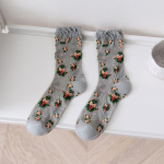 Harajuku Retro naiste sokid Vintage etniline lilleprint jaapani Kawaii armsad sokid naiste suvev&otilde;rgust &otilde;hukesed siidist pitsist volangid sokid