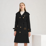 S&uuml;gistalv naiste nihestatud v&ouml;&ouml;koht puuvillane pikkade varrukatega rev&auml;&auml;r krae n&ouml;&ouml;p tuulejope kraavi S must