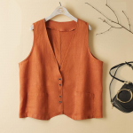 Suvine l&uuml;hikeste varrukateta naiste vest vabaaja naiste vestiga XXL mandariiniv&auml;rvi