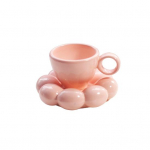 1 komplekt Lihtne 3D kujuga dekoratiivne v&auml;ike miniatuurne teetass lillealustassiga, m&auml;ngumaja m&auml;nguasi lastele, nuku kruus S roosa