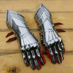 Gauntlets 18GA terasest soomustega keskaegsed hilisgooti stiilis r&uuml;&uuml;tli s&otilde;rmekindad SCA LARP h&otilde;be