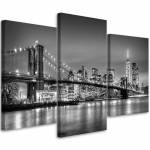 Kolmeosalise pildil&otilde;uendi print New York City Brooklyn Bridge 60x40 valge/must
