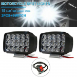 15LED 45W kandiline esituli mootorratta eesmise lisatule udutule mootorratta tarvikud universaalne 12V 2pcs and switch