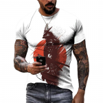 Suvised trendikad mehed Lahe isiksus Warrior graafilised t-s&auml;rgid Mood vabaaja 3D hiphop t&auml;navastiilis tr&uuml;kitud &uuml;markaelusega s&auml;rgid topid XXL