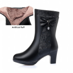 Naiste talvesaapad, villased, hoiavad sooja Ehtsast nahast kingad Naiste saapad Moekaapad Naiste moesaapad paksu kontsaga 34