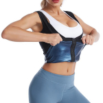 Naiste saunakost&uuml;&uuml;m, higivest Hot Polymer Waist Trainer salendav kehakuju, soojust p&uuml;&uuml;dev treening, t&otilde;mblukuga fitness-s&auml;rk S/M must/sinine