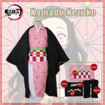 Anime Demon Slayer Kamado Nezuko Cosplay Kimetsu no Yaiba kost&uuml;&uuml;m Kimono vormiriiete rekvisiitide komplekt XXXL