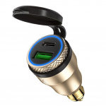 Alumiiniumist DIN Hella pistik 30W 5A toiteallika mootorratta topelt-USB laadija QC3.0 toiteadapter Veekindel 12V-24V BMW Ducati jne Hella DIN-pesa jaoks 5.8x2.8x2.8cm