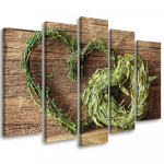 Viieosalise pildiga l&otilde;uendiprint Heart Wood Herbs Green 100x70 roheline