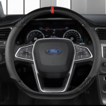 Auto s&uuml;sinikkiust+nahast 37-38CM Roolikate libisemisvastane Ford Focus 2 3 MK1 MK2 MK3 jaoks Auto sisustus BLACK O SHAPE black