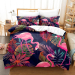 Flamingo voodipesukomplekt 3D digitaalprintimine udusulgedega tekikate Magamistoa tekikate ja padjap&uuml;&uuml;r AU King, &uuml;he-/kaheinimesevoodi t&auml;issuuruses kodukandmine AU Double 180x210cm