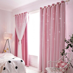 Star Cutout aknakardinad Pimendavad kardinad lastele T&uuml;drukutele Magamistuba Elutuba Kahekihilised Star Window Pimendavad kardinad Kodukaunistused W100xH270cm roosa