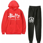 Uus mood meeste naiste dressid Buffy The Vampire Slayer Print Casual kapuuts ja p&uuml;ksid 2tk Komplektid S&uuml;giskevad meeste riided S
