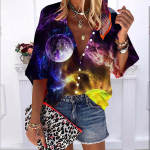 2023. aasta suves&uuml;gis, uus mood naiste topid, mulliv&auml;rvi varrukatega, poolvarrukatega vabaaja suures suuruses n&ouml;&ouml;bitav s&auml;rk 7XL sinine