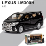 1:32 skaalaga Lexus LM300H sulamist tagasit&otilde;mmatav metallist s&otilde;iduk, survevalatud autom&auml;nguasi koos heli ja valgusega, ust saab avada. Kingituste komplekt nukk 1/32-15.5x7x6cm must