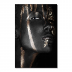 Must kuldne Aafrika naine l&otilde;uendimaal Meigikunst T&uuml;drukute plakatid ja prindid Kunsti seinapilt elutoa sisekujunduseks 21X30cm No Frame