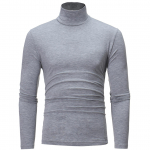 Meeste Slim Fit pikkade varrukatega džemprid vabaaja k&otilde;rge kaelusega pulloveriga topsid Lihtsad kilpkonnaga Slim Fit T-s&auml;rgid 3XL hall v&auml;rv