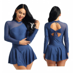 Naiste uisutamiskleit pikkade varrukatega kaelarihmaga trikood tantsukleidid iluuisutamiskost&uuml;&uuml;m Small