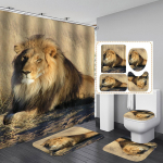 4 tk Lion seeria du&scaron;ikardinate komplektid vannitoa libisemiskindlatele vannitoavaipadele kaas WC kate vannimatt