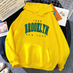 Naiste pikkade varrukatega 1898. aasta Brooklyn New York tr&uuml;kitud naiste kapuutsid Fliisist kapuutsiga Creative Pullover R&otilde;ivad S kollane
