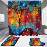 4 tk 3D v&auml;rviline puu seeria du&scaron;ikardinate komplektid vannitoa jaoks libisemiskindlad vannitoavaibad kaas WC kate vannimatt