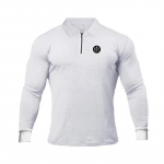 Muscleguys Business Casual Meeste puuvillane polos&auml;rk Fitness Sport Pikkade varrukatega s&uuml;gisene rev&auml;&auml;riga T-s&auml;rk M must