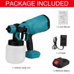 800 ml juhtmeta elektriline pihustusp&uuml;stol suure v&otilde;imsusega koduv&auml;rvipihusti 3 otsikuga vooluhulga reguleerimise &otilde;huhari Makita 18 V LED aku jaoks 1*5Battery Blue