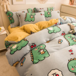 Talvine paksendatud tr&uuml;kitud piima sametist neljaosaline komplekt v&auml;ike v&auml;rske voodilina tekikate &otilde;pilase kolmeosaline multifilmikomplekt 1.2m bed sheet 3pcs