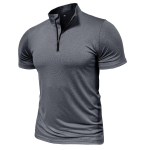 Meeste spordi T-s&auml;rk Kiirelt kuivav l&uuml;hikeste varrukatega s&auml;rgid Standkrae T&otilde;mblukk Pulloverid Kevadsuvi Fitness Kandke k&otilde;rge elastsusega s&auml;rgid XXL hall