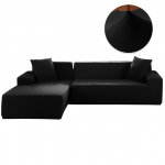 Diivanikatted elutoa jaoks Elastne tahke nurgadiivani kate L-kujuline Chaise Longue Slipcovers Tooli kaitse 235-300cm must