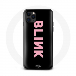 Coque pour Iphone 12 Blink Fandom Blackpink Logo Rose Fond Noir