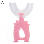 U-kujuline laste hambahari lehma disainiga silikoonist erksav&auml;rviline vasts&uuml;ndinu hambahari koju A roosa