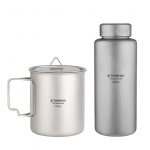 TOMSHOO 700 ml titaanist veepudel Kerge lekkekindel spordiveepudel 750 ml veetopsiga 700ml bottle & 750ml cup