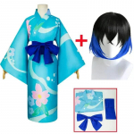 2. hooaeg Anime Demon Slayers Kimetsu No Yaiba Cosplay Kost&uuml;&uuml;m Inosuke Hashibira Zenitsu Tanjirou Kimono Halloweeni riided L-(Full set+wig)